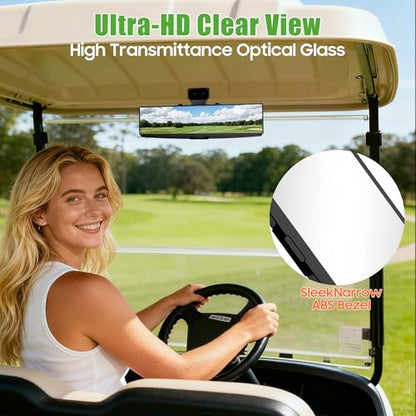 10L0L Wide View Mirror for EZGO, Golf Cart, Yamaha Universal Golf Car Rear View Mirror (3D Stereo Red Light) - style: 3D Stereo Red Light