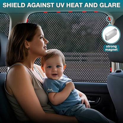 ZATOOTO Car Window Shades, Car Window Covers Baby Breathable Mesh UV Heat Protection Universal Fit for Most Vehicles Easy Magnetic Installation Perfect for Camping Travel Napping - size: 14#Mesh 4pack kit