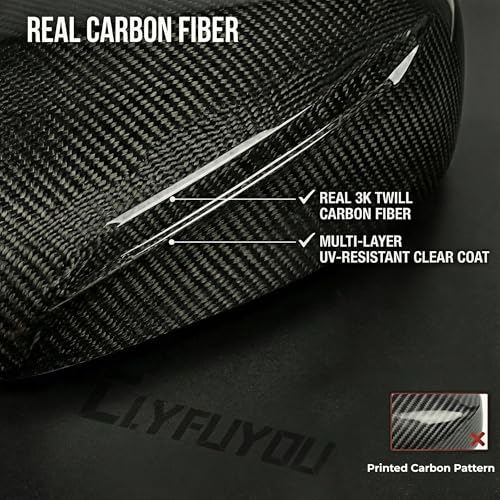 Carbon Fiber Replacement Mirror Caps for 2010-2015 INFINITI G37 G25 Q40, Real 3K 2x2 Twill Weave (Black Carbon Fiber)