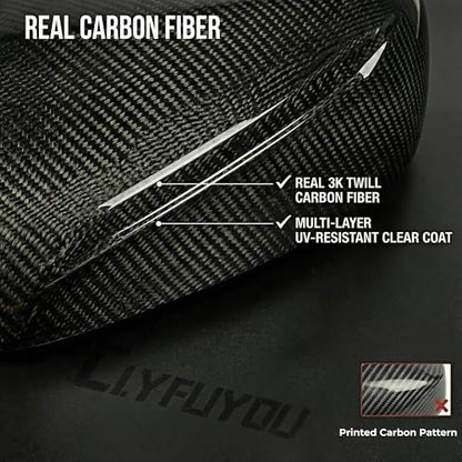 Carbon Fiber Replacement Mirror Caps for 2010-2015 INFINITI G37 G25 Q40, Real 3K 2x2 Twill Weave (Black Carbon Fiber)