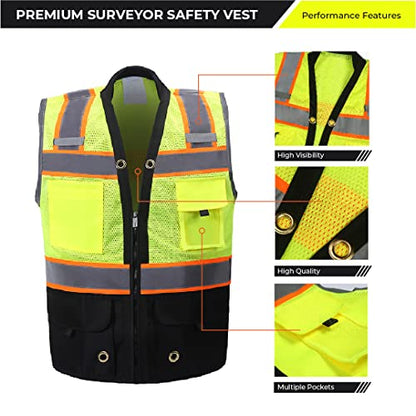 Shine Bright Safety Vest - High Visibility with Reflective Straps and Pockets – Premium, Soft, Durable, and Breathable - color: Black, size: 4X-Large