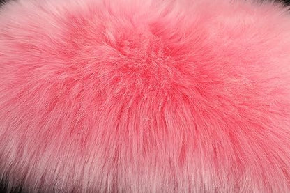 Genuine Sheepskin Center Console Cover Pad Genuine Furry Fluffy Wool Fur Car Armrest Cover Protector Universal Fit for SUV/Truck/Car - color: Long Wool-Pink