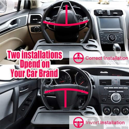 XINDELL Steering Wheel Tray - Food Tray for Eating & Laptop Holder Vehicle Travel Accessories, Front Seat Desk Car Organizer, Compatible with Honda, Jeep, Nissan, Ford, Truck & Van Interiors