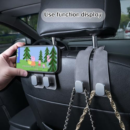 Coozyland Car Hooks, Coozy Land Metal Multi-Function Leather Car Headrest Hooks, Universal Double Hook Car Seat Back Storage Hooks for Wallets, Handbags, Bottles, Trash Bags, etc (Red 2-Pack) - color: Red 2-pack