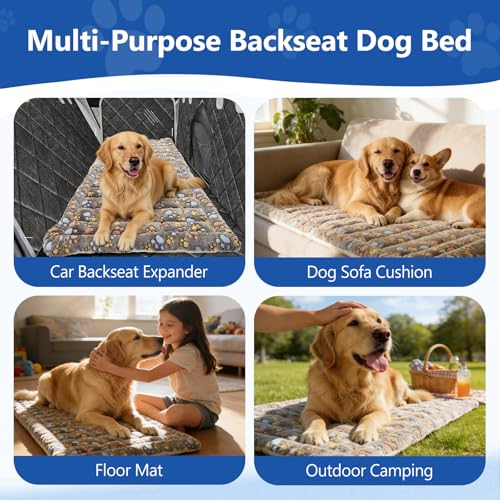 Thickened Dog Bed for Car Back Seat, Upgraded Bottom Non-Slip, Fits Hard Bottom car seat Cover for Dogs, Premium Mixed Color, Dog Car Seat Cover - color: Gray-paw