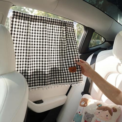 Gilprop 2 Pcs Car Window Shades Suction Cups Double Layer Auto Sun Shade Car Side Window Covers for Family Privacy Protection Breastfeeding Taking a nap Camping 18.5" x 26" (Black) - color: Black