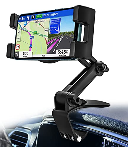 Dashboard Clip Car Phone Holder - [Thick Cases Friendly] 360° Adjustable Dash Clamp Phone Holders for Your Car Mount Accessories for iPhone 17 Pro Max Air 16 15 14 13 12 Plus, Android, All Smartphones