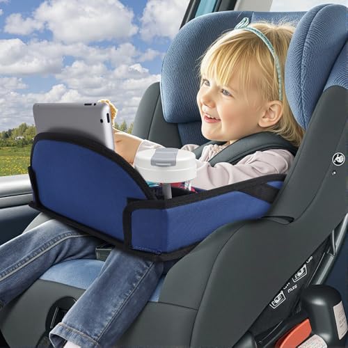 COOLBEBE Kids Travel Tray for Toddler Car Seat, Travel Tray for Airplane, Toddler Car Seat Lap Tray, Carseat Table Tray for Kids Travel Activities (Navy Blue) - color: Navy Blue