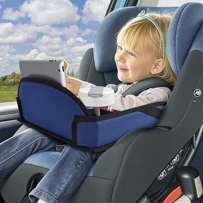 COOLBEBE Kids Travel Tray for Toddler Car Seat, Travel Tray for Airplane, Toddler Car Seat Lap Tray, Carseat Table Tray for Kids Travel Activities (Navy Blue) - color: Navy Blue