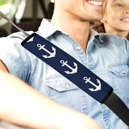 Comfortable Cushion Pad Car Shoulder Strap Harness Pad, Nautical Anchor Navy 2PCS Car Belt Covers - color: Color350