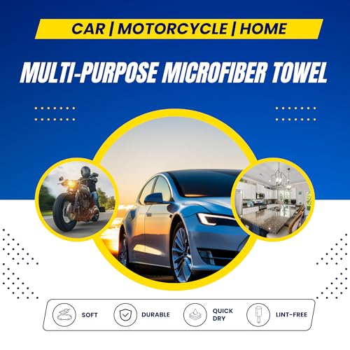 Microfiber Towels for Cars (Pack of 3) - Wash Rags with High GSM, Highly Absorbent, Soft & Lint-Free - Cleaning Rags Cloths for Car Wash Detailing Drying & Home Cleaning Supplies
