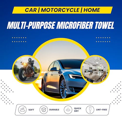 Microfiber Towels for Cars (Pack of 3) - Wash Rags with High GSM, Highly Absorbent, Soft & Lint-Free - Cleaning Rags Cloths for Car Wash Detailing Drying & Home Cleaning Supplies