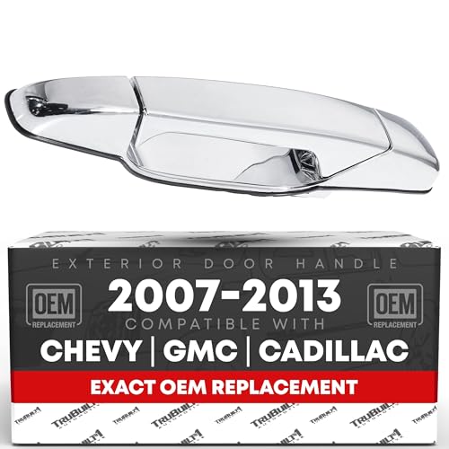 Exterior Rear Driver Door Handle - Compatible with 2007-2013 Chevrolet Avalanche, 07-14 Silverado 1500, 2500, 3500, Suburban, Tahoe; 07-14 GMC Sierra 1500, 2500, 3500, Yukon XL - Chrome - OEM 2273872 - size: Rear Left Driver Side