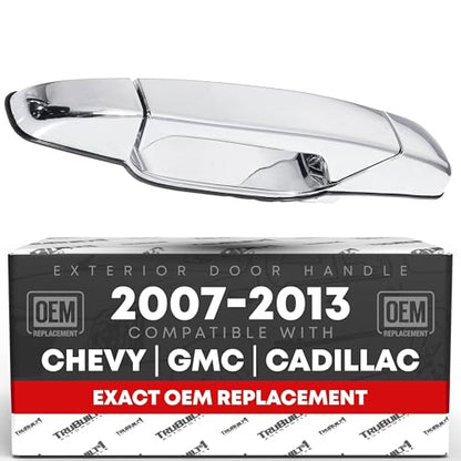 Exterior Rear Driver Door Handle - Compatible with 2007-2013 Chevrolet Avalanche, 07-14 Silverado 1500, 2500, 3500, Suburban, Tahoe; 07-14 GMC Sierra 1500, 2500, 3500, Yukon XL - Chrome - OEM 2273872 - size: Rear Left Driver Side