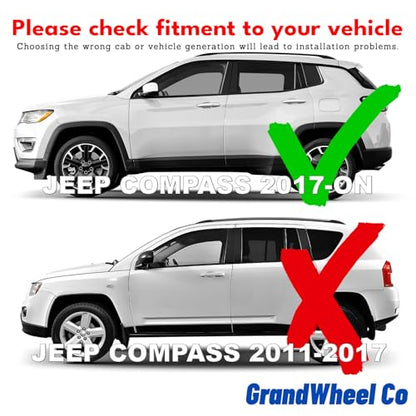 Window Deflectors Smoke Tinted Tape-On Side Window Vent Visor Deflectors Rain Guards Compatible with Compass 2017-2026 - 4pcs. GW0016 - color: Black