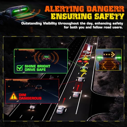 2x17.7 Emergency Strobe Traffic Advisor Lights w/Remote Control Interior Windshield Strobe Volunteer Warning Hazard Safety Lights for Vehicles Trucks, Green/White - color: #06 Green/ White