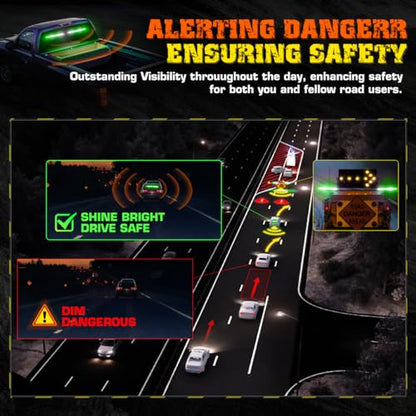 2x17.7 Emergency Strobe Traffic Advisor Lights w/Remote Control Interior Windshield Strobe Volunteer Warning Hazard Safety Lights for Vehicles Trucks, Green/White - color: #06 Green/ White