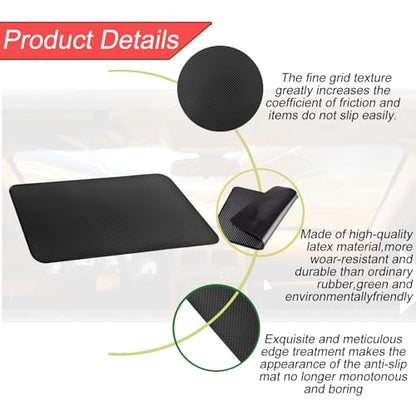 2pack Sticky Anti-Slip mat, Non-Slip Rubber mat, Universal Non-Slip car Dashboard Sticky mat for Mobile Phones Sunglasses Keys fits with Cargo Liners(Black/Grid Pattern27*15cm) - color: HF202