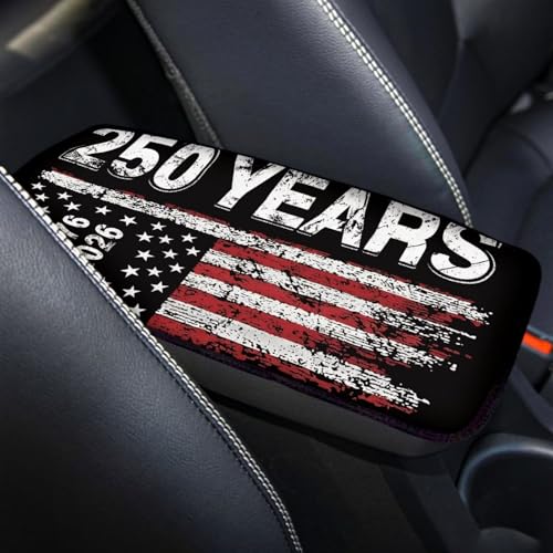 Dreaweet 250 Years American Flag Car Center Console Cover Patriotic Car Accessories Arm Rest Cover Middle Console Cushion Pad Anti-Scratch Universal Armrest Storage Box Mat - color: 250 Years American Flag