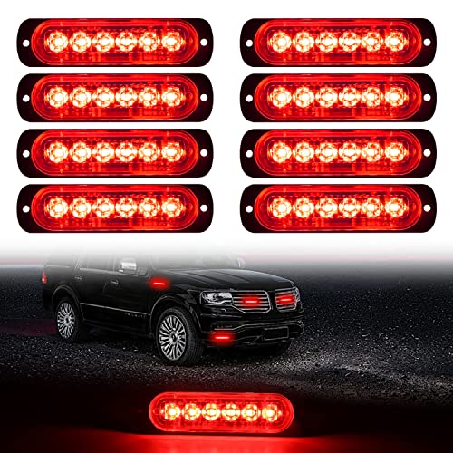 DIBMS LED Emergency Strobe Lights Bar 8x Red 6 LED Strobe Warning Emergency Flashing Light Caution Construction Hazard Light Bar For Car Truck Van Off Road Vehicle ATV SUV Surface Mount - color: Red