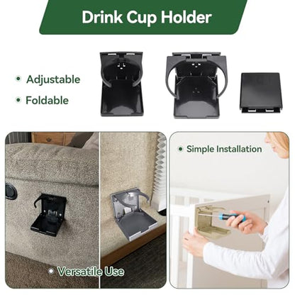 2pcs Foldable Cup Holder Adjustable Wall Mounted Cup Holder 60-100MM Wall Car Desk Drink Holder for Home Trucks RVs Vans Boats Campers Caravans (Black) - color: Black