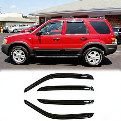 94059 Sunproof Rainproof Side Window Wind Deflector Visor fit for 2001-2012 Ford Escape/2008-2012 Mazda Tribute/2005-2011 Mercury Mainer, 4pcs Protective Replacements Rain Guards Set - size: 94059