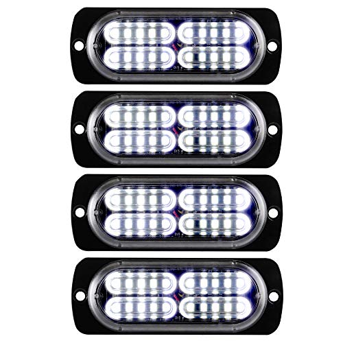 Teguangmei 12-24V 20-LED Super Bright Emergency Strobe Warning Caution Hazard Construction Waterproof Flashing Strobe LED Light Bar Surface Mount for Car Truck SUV Van (White) - color: White