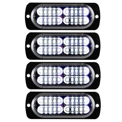 12-24V 20-LED Super Bright Emergency Strobe Warning Caution Hazard Construction Waterproof Flashing Strobe LED Light Bar Surface Mount for Car Truck SUV Van (White) - color: White