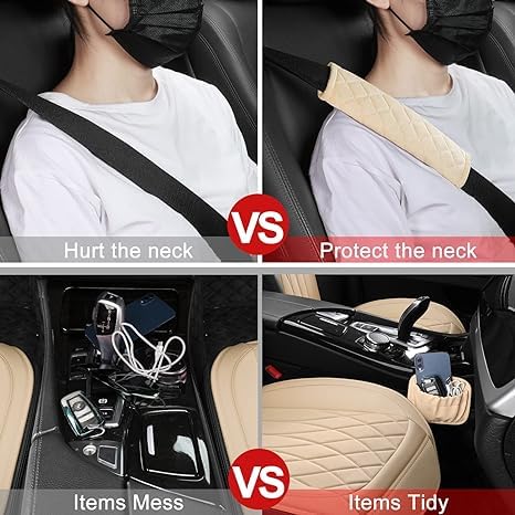 Front Car Seat Covers - Leather Seat Covers with Storage Pocket and Two Belt Pads, Anti-Slip Waterproof Universal Seat Covers for Cars Fit Cars Trucks SUV(Beige,2 Pack) - color: Beige Yellow