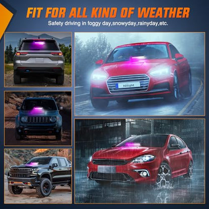 Nilight 12LED Traffic Advisor Strobe Light Bar Purple White Emergency Warning Hazard Safety Dash Front/Rear Windshield Flashing Lights for Cars Trucks Police Firefighter Plow Construction Vehicles - color: Purple White