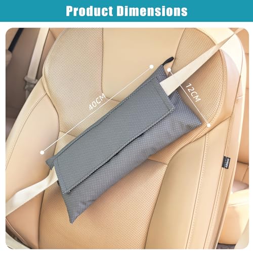 Breathable Seatbelt Pillow, Perforated Faux Leather Seat Belt Pillow for Mastectomy Post-Surgery, Seat Belt Cushion for Heart Surgery Recovery, Dark Gray - color: Leather Dark Gray