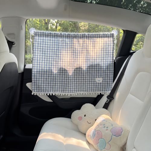 Gilprop 2 Pcs Car Window Shades Suction Cups Double Layer Auto Sun Shade Car Side Window Covers for Family Privacy Protection Breastfeeding Taking a nap Camping 18.5" x 26"(Blue) - color: Blue