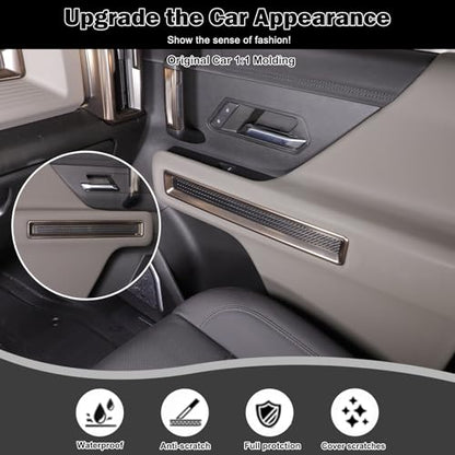 Car Interior Door Panel Trim Sticker for Hummer EV Accessories,Genuine Carbon Fiber 4-Inner Side Door Handle Panel Trim Molding Kit Compatible with Hummer EV SUV Truck 2022 2023 2024 2025+ (Black)