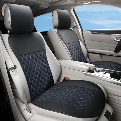 2pcs Car Seat Covers,Leather Water Proof Material No Slip Soft Car Seat Protector Side not Wrapped,for Car with Airbags,Seat Covers Universal for Most Automotive,Suvs,Vans,Trucks (Black-Blue) - color: Black-Blue