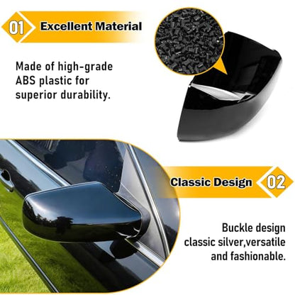 Moonlinks Mirror Cover Replacement Compatible With Nissan Altima 2.5L 2007 2008 2009 2010 2011 2012, Glossy Black Right Passenger Side Clip-on Mirror Cap WITHOUT Turn Signal, Replace for 96301-JB13E - color: Right Black