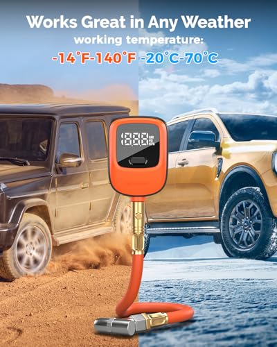 ETENWOLF T600 Digital Tire Pressure Gauge 0-250 PSI, ANSI B40.7 2A Grade High Precision(Plus-Minus 1%),Tire Gauge for Tire Pressure with Rubber Hose, Replaceable AA Batteries