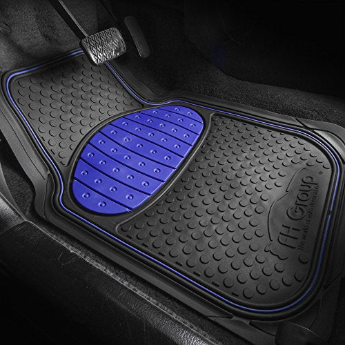 FH Group Heavy-Duty Rubber Car Floor Mats - Universal Fit, Trimmable, Climaproof - For Sedans, SUVs, Trucks - Blue - color: Blue