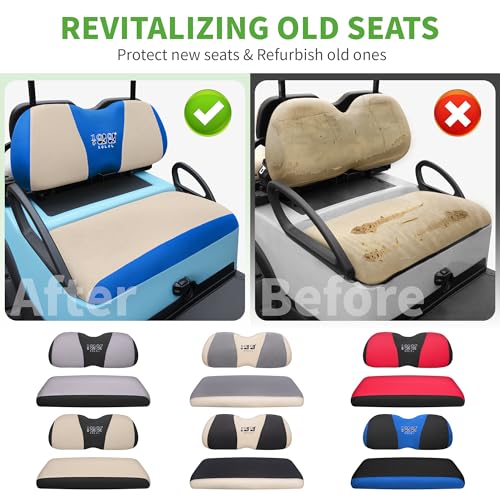 10L0L Golf Cart Seat Covers for Yamaha G29 Drive2 Club Car Precedent Tempo, Breathable Mesh Bench Seat Cover, No Drilling Front Seat Cushion, All-Season Comfort Gray Black - color: Beige and Blue