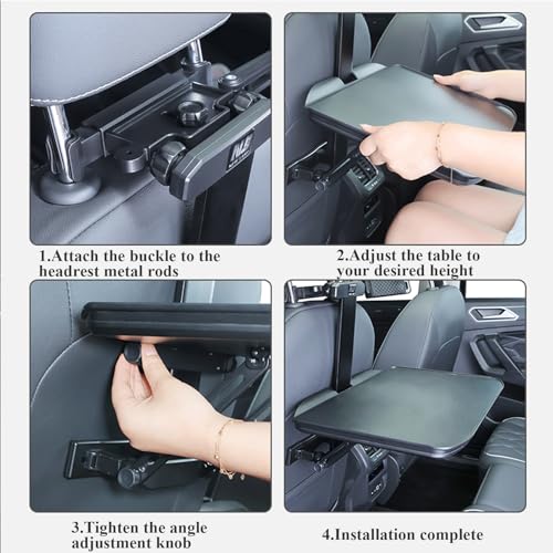 Multi-Functional Aluminum Alloy Car Seat Tray Table, with Tablet and Mobile Phone Holder, Portable Foldable Back Seat Laptop Desk, for Eating, Traveling,Working, Writing