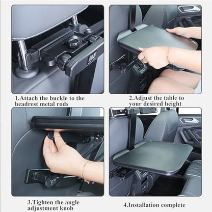 Multi-Functional Aluminum Alloy Car Seat Tray Table, with Tablet and Mobile Phone Holder, Portable Foldable Back Seat Laptop Desk, for Eating, Traveling,Working, Writing