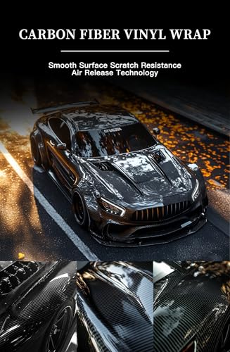 3D Carbon Fiber Vinyl Wrap, for Body Protection, Scratch Resistance, Air Release Technology, 1ft x 5ft Car wrap (Carbon Fiber Black) - color: Carbon Fiber Black, size: 1*5ft