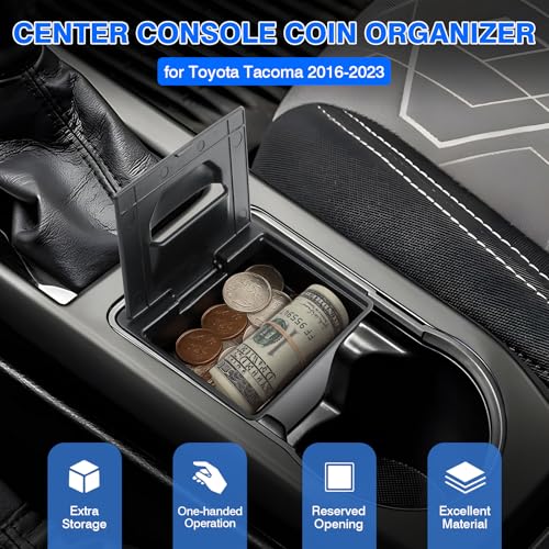 Autorder Coin Holder for Toyota Tacoma 2016-2023 Accessories - Armrest Insert Center Console Organizer with Coin Slot - ABS Plastic Secondary Storage Box - size: 2016-2023 Toyota TAcoma