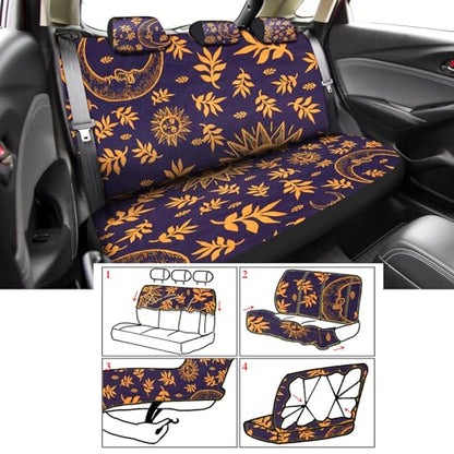 Riakrum 17 Pcs Sun and Moon Car Seat Covers Sun and Moon Car Accessories Full Set for Women Men Automotive Rear Front Seat Protector View Mirror Hanging Ornament Steer Wheel Belt Cover - style: Sun and Moon