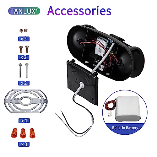 TANLUX LED Emergency Lights with Battery Backup, Hardwired Emergency Exit Light Fixtures for Business - 6 Pack(Black) - color: Black, size: 6 Pack