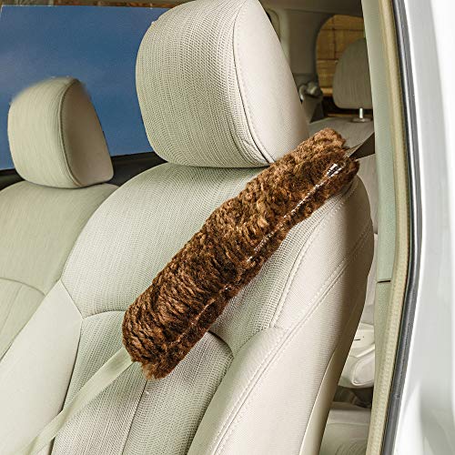 Engel Worldwide Soft, Comfortable Universal Fitting Genuine Merino Sheepskin Seat Belt Shoulder Cover Pads for Adults, Children, Youth. Twin Pack - Multiple Colors Available (Brown) - color: Brown