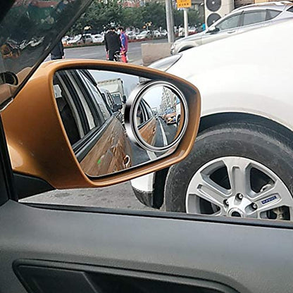 2pc 3” Adjustable large Round Stick-on Convex Spot Mirror, big HD Glass Convex Rear View Mirror,Strong Adhesive Blind Spot Mirror for Car, Van, SUV and Trucks (3"(75mm), Silver frame)