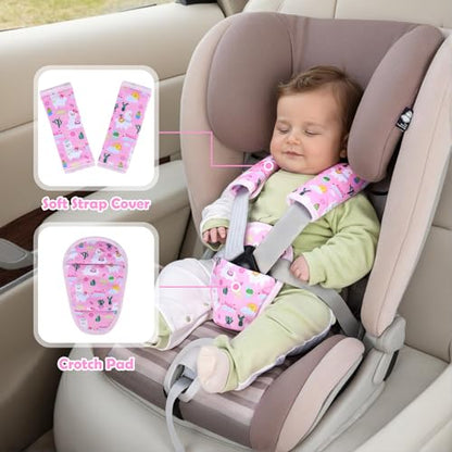 3 Pcs Car Seat Stroller Straps Pads for Baby, Newborn Soft Shoulder Strap and Crotch Covers, Universal Shoulder Straps Pads for Car Seat, Pushchair, High Chair (Pink Alpaca) - color: Pink Alpaca