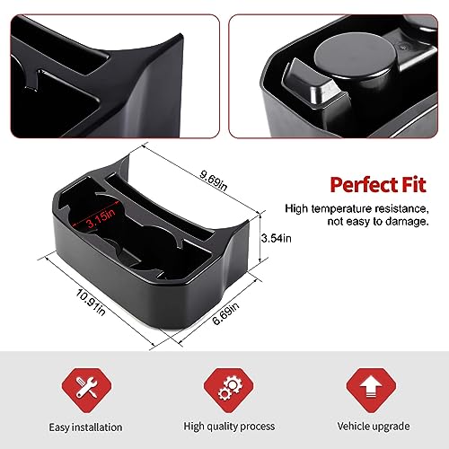 Jimen for JL Rear Cup Holder, Dual Extra Cup Holder Organizer Tray Drink Holder for Back Seat Compatible with Jeep Wrangler JL JLU & Gladiator JT 2018-2025