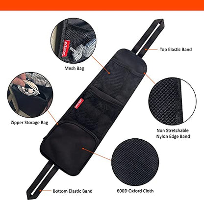 Car Seat Side Organizer, Auto Seat Storage Hanging Bag, Phones, Drink, Stuff Holder with Mesh Pocket for Cars, SUV & Truck - color: Black