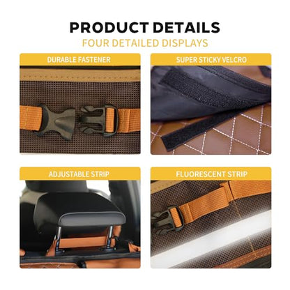 Backseat Hanging Organizer with Large Storage Bags | PU Leather, Large Capacity | Adjustable Straps, Waterproof & Collapsible | Universal Fit for SUVs, Sedans & Trucks | Brown, 37.8" x 18.1" - P810 - color: Leather-Brown